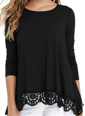 JWD Women s LS Black Top With Lace Bottom -NWT & Original. Pkg. Size 2XL.