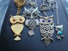 Vintage MCM Enamel Gold And Silver Tone Owl Statement Necklace Lot X4 — photo 1