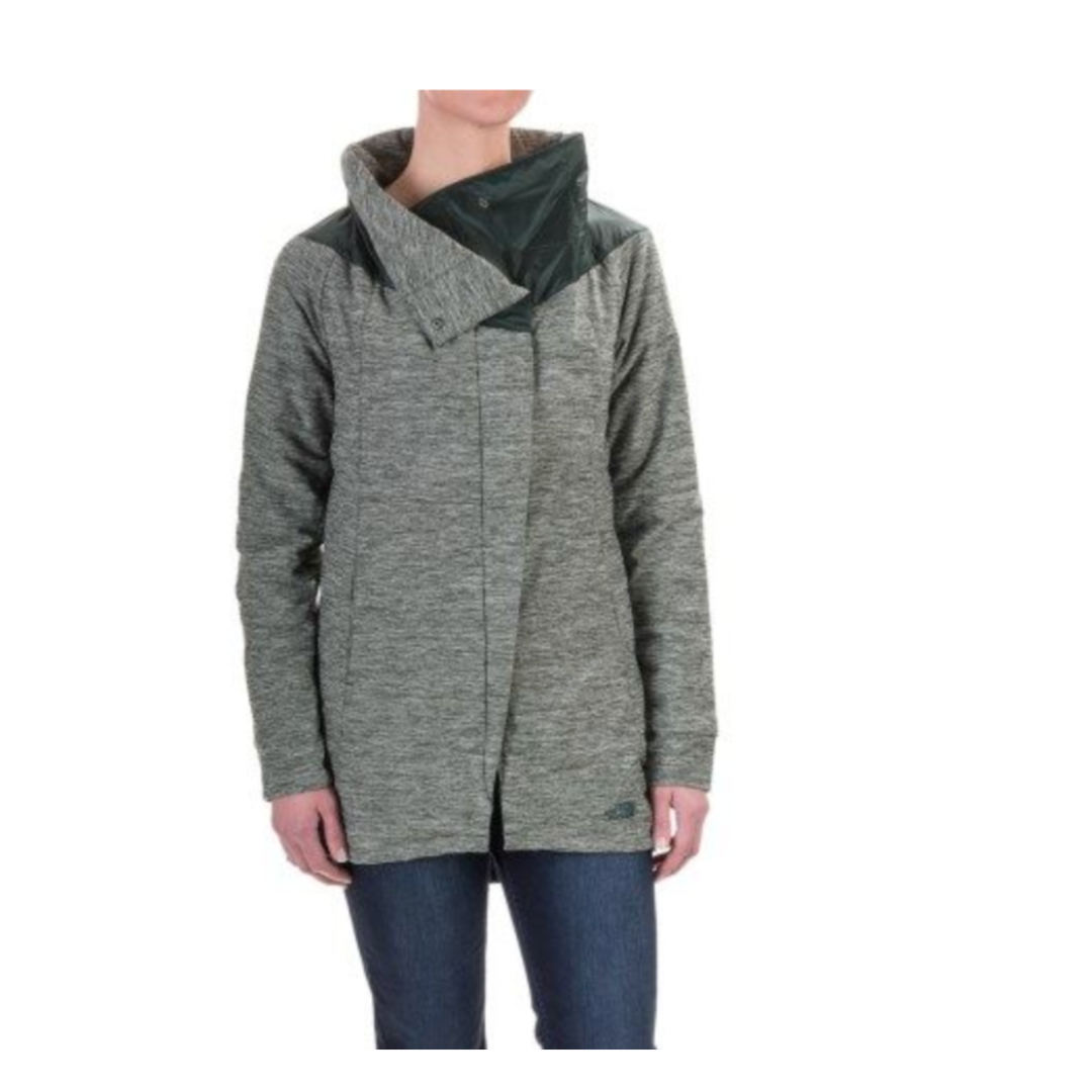 The North Face Jacket Women's Size M Green Long Pseudio Cowlneck Full Zip Puffer