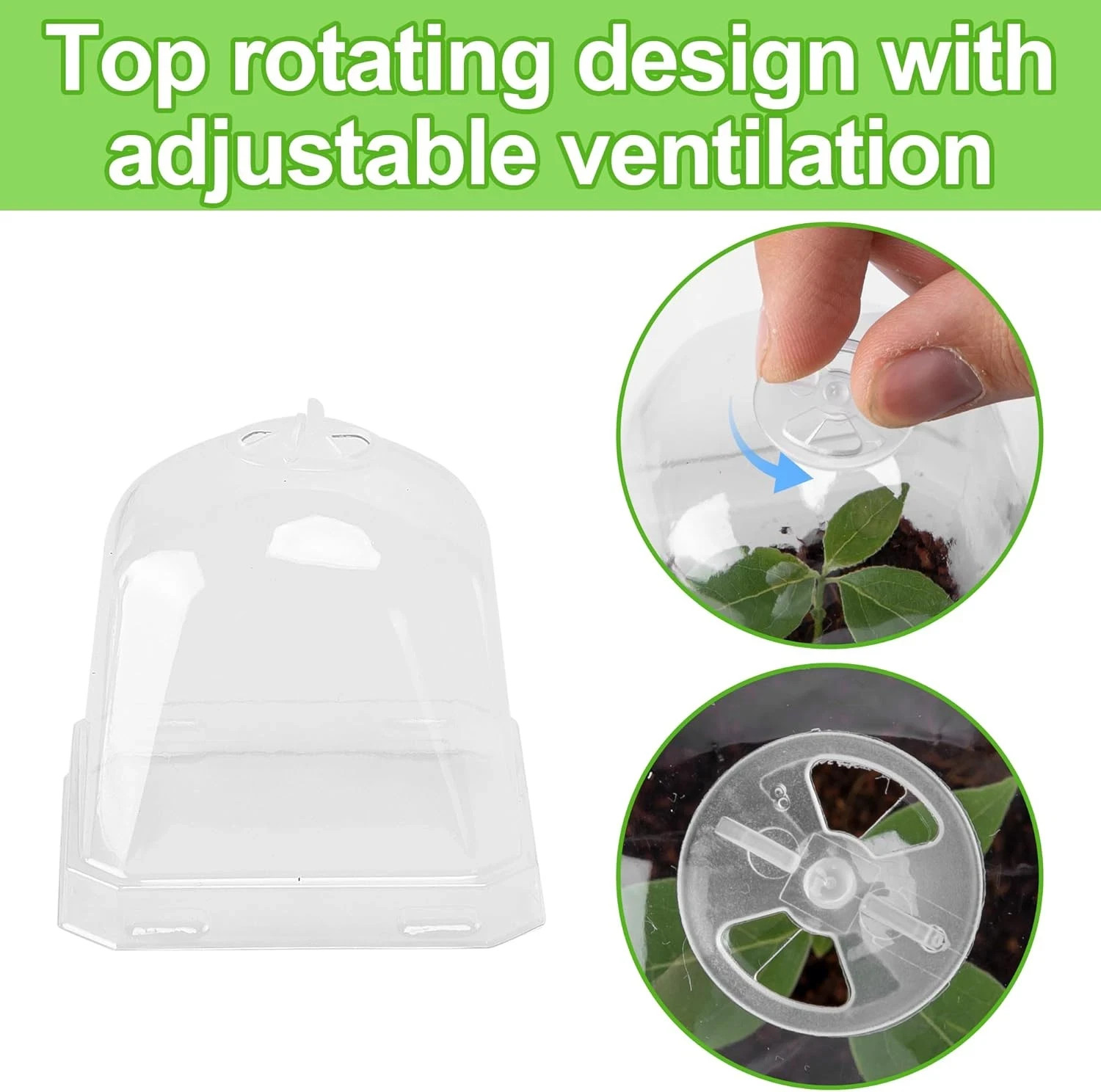 10 Pcs Clear Plant Nursery Pots with Humidity Dome-3" Reusable Plastic Gardening