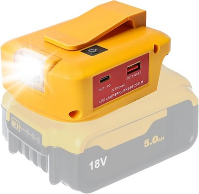 USB Power Source Compatible with Dewalt 20V and Milwaukee 18V with PD/QC3.0 Fast