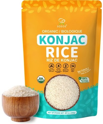 Organic Konjac Rice, Dried Shirataki Rice, 8.8oz 250g, Gluten Free, PlantBase...