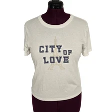 Women's LOFT City of Love Eiffel Tower Cropped Tee | Size Medium