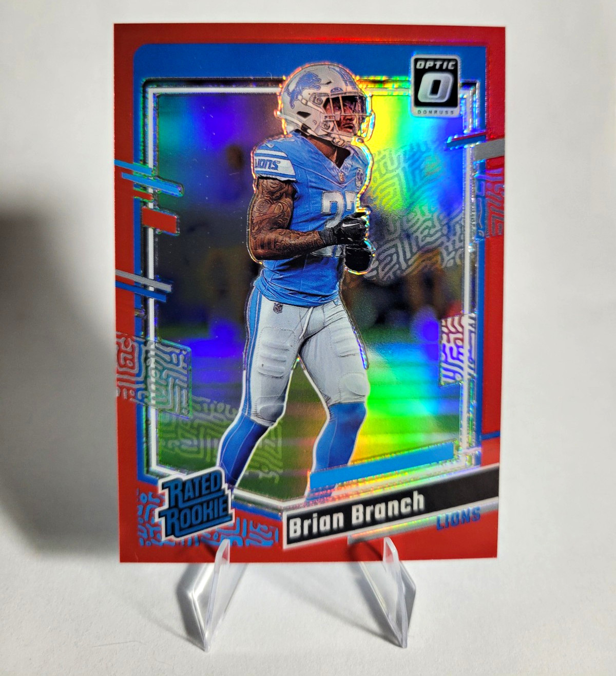 Panini 2023 Donruss Optic Rated Rookie /99 Red Prizm Brian Branch Red Prizm #233