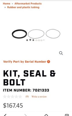 Partial Seal Kit JLG Part Number 7021333 Missing 2 Crush Washers And One O-Ring