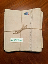 Set 6 asciugamani antichi canapa orlo a giorno ricamo marinaro monogramma 47x95