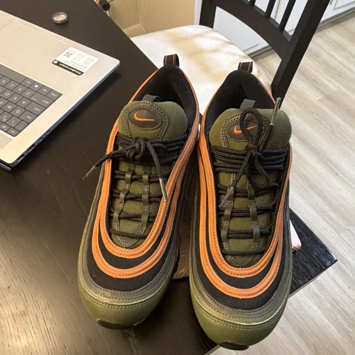 Nike Air Max 97 Green Orange Black Lace Up Men's Running Sneakers