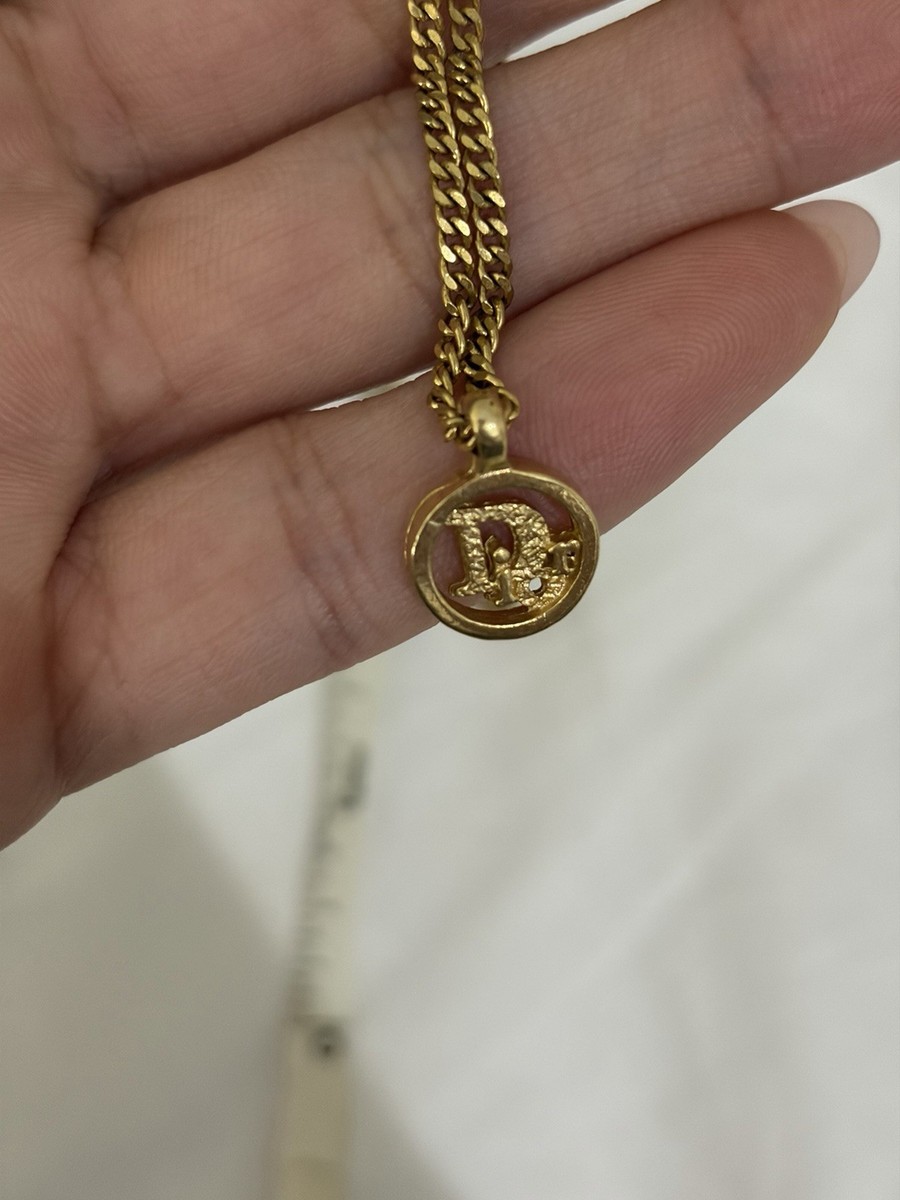 Christian Dior Gold Tone Pendant Necklace 18