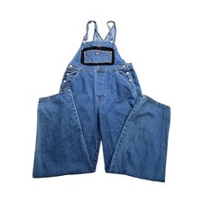 Jordache Overalls Women L 32x30 Blue Denim Wide Leg Vintage Cotton Workwear