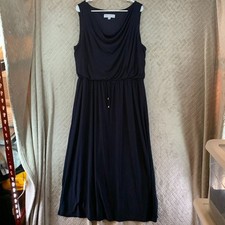Emma & Michele Maxi Dress Size 2X Navy Blue Sleeveless Relaxed Coastal Nautical