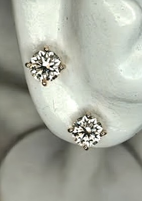 1ct Natural Diamond Stud Earrings In 14ct Yellow Gold + Independent Valuation