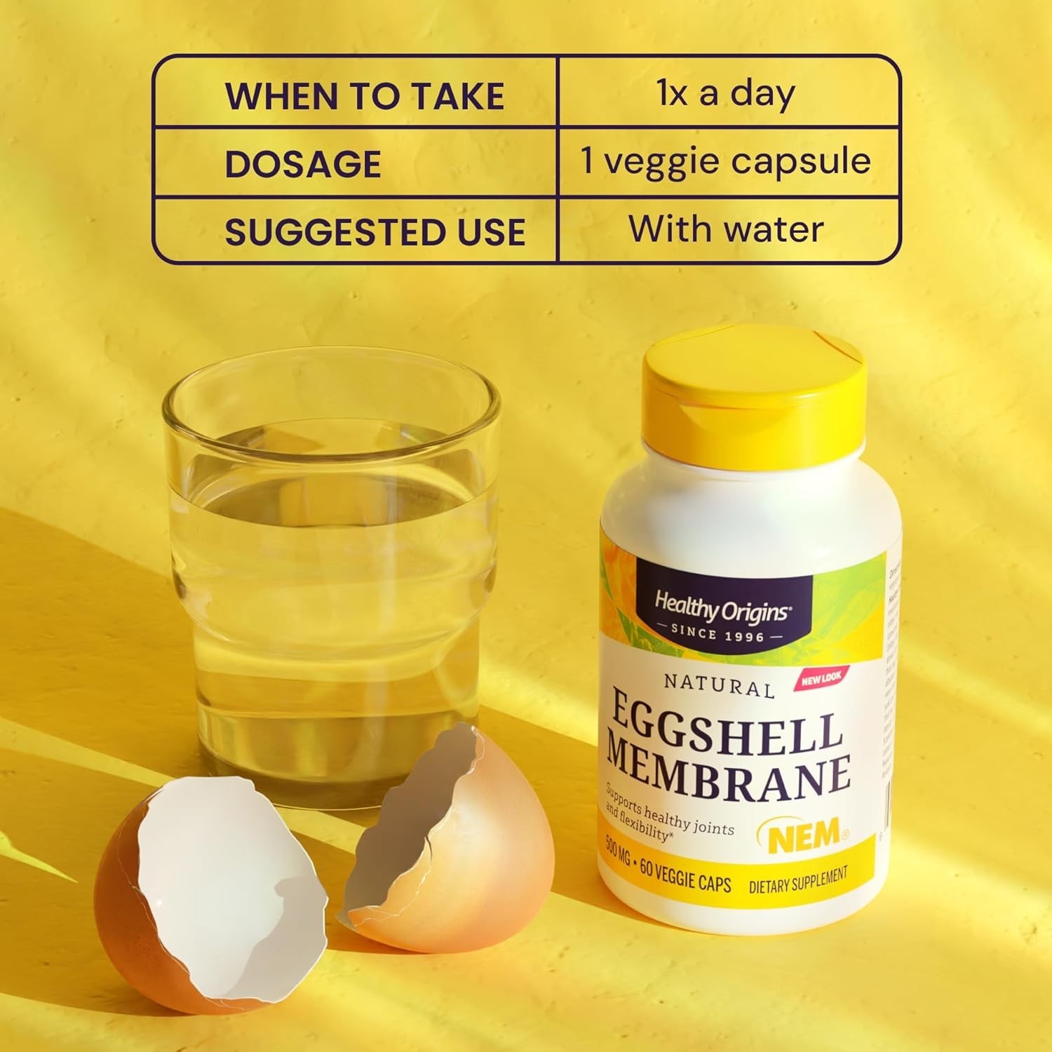 Eggshell Membrane 500 mg Joint Flexibility Support - Non-GMO, 60 Veggie Capsules