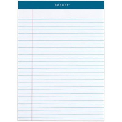 Docket Writing Pads, 8-1/2 x 11-3/4, Legal Rule, White Paper, 50 Sheets, 12 Pack