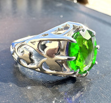 Emerald Men's Ring 925 Sterling Silver Handmade Gemstone Jewelry