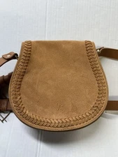 mark and Graham Saddle crossbody Bag Purse CAMEL Suede