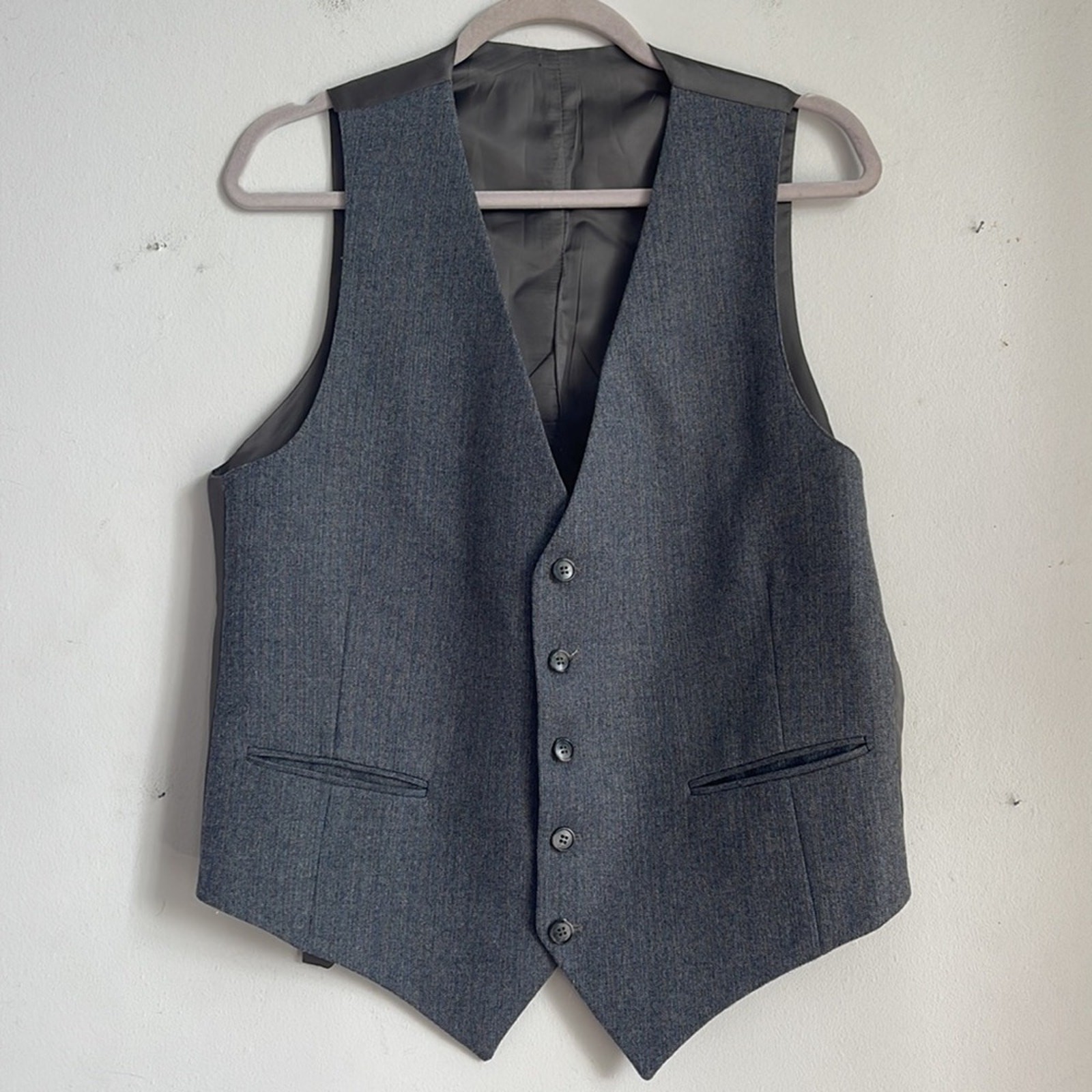 Lana Yves Saint Laurent (?) set cappotto sportivo due pezzi due bottoni doppio sfiato gilet