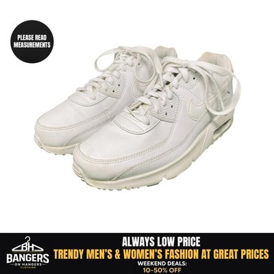 Nike Air Max 90 LTR GS CD6864-100 Youth 6.5 Triple White Leather Sneaker 1939