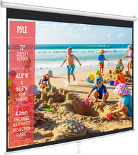 72-Inch Manual Pull down Projector Screen, Matte White Projection Surface, Ceili