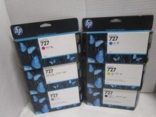 6-HP 727 Ink B3P19A 2B3P20A B3P21A DESIGNJET PRINTER GENUINE NEW SEALED OUTDATED