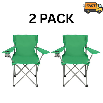Ozark Trail Quad Camp Chair Bright Green with Cup Holder Pack of 2