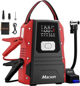 Macson 5000A Car Battery Booster Jump Starter 12V 150PSI Auto Tire Inflator LED