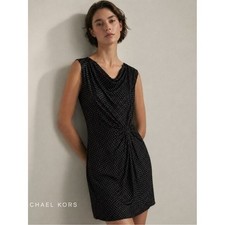 MICHAEL Michael Kors Minimalist Geometric Print Gathered Waist Detail Dress S