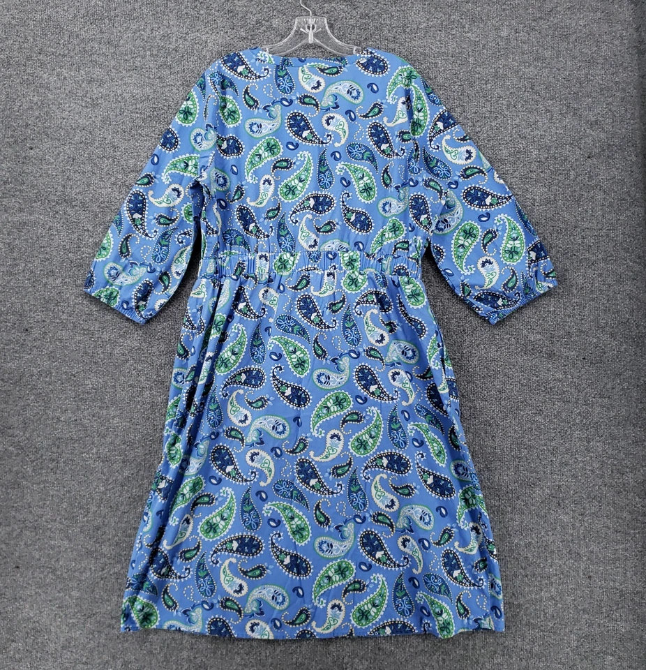 Vestido Croft & Barrow Mujer L Grande Azul Paisley Calce y Acampanado Midi Manga 3/4 Foto 2 de 4
