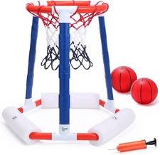 Pool Basketball Hoop, Floating Inflatbale Pool Basketball Games Toys with 2 Pool