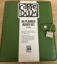 Carpe Diem A5 Planer Set - Kleeblatt - NEU enthält 369 Teile, 6 Ringe. Leder