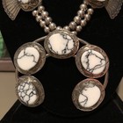 Native Artisan polished WHITE BUFFALO Turquoise Squash Blossom Necklace — photo 1