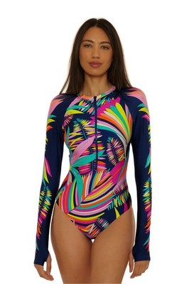 NWT TRINA TURK Multicolor Paralia  UPF 50 Paddle Swimsuit Sz M $188.