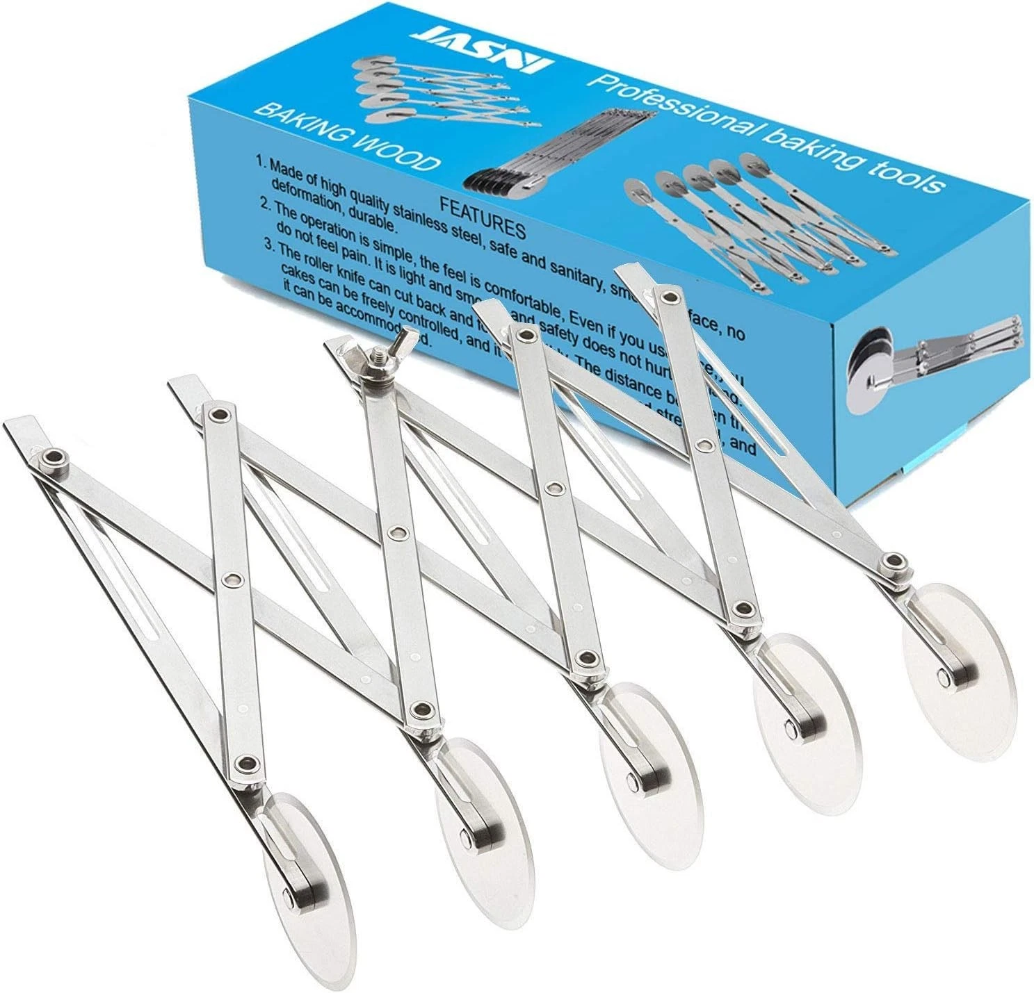 Food Grade Stainless Steel Pizza Cutter Multi-Wheel Dough Divider Pastry Knif...