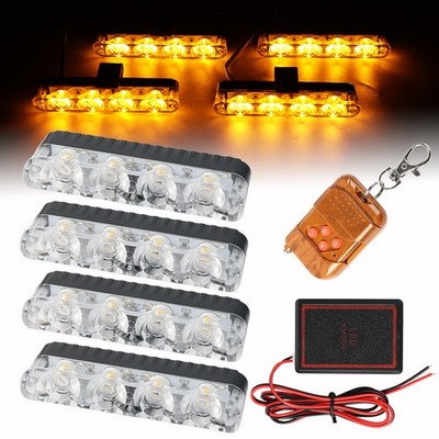4x LED KFZ 12V Frontblitzer Blitzlicht Warnleuchte Gelb LKW PKW KFZ Strobe Licht