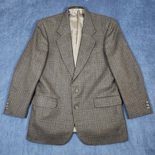 43L Oscar De La Renta Wool Brown Plaid Sport Coat Blazer