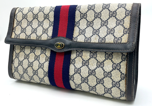Auténtico Bolso de Mano Gucci GG Supreme PVC Sherry Line 41.014.3087.30 Azul Marino NS071778 - Imagen 2 de 21