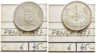 FITZ Ungarn Hungary Pengö 1927 Horty Miklos Budapest Coin Silver µFIM1