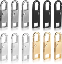 12PCS Metal Zipper Pulls Replacement Heavy Duty Tabs for Jackets Bags Luggage