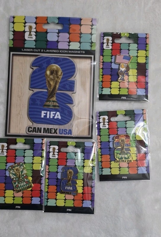 FIFA World Cup 2026 CAN MEX USA Multicolor Soccer Magnet & Pins