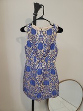 Alice + Olivia Carrie Blue Gold Brocade Mini Dress Fit Flare 2 US