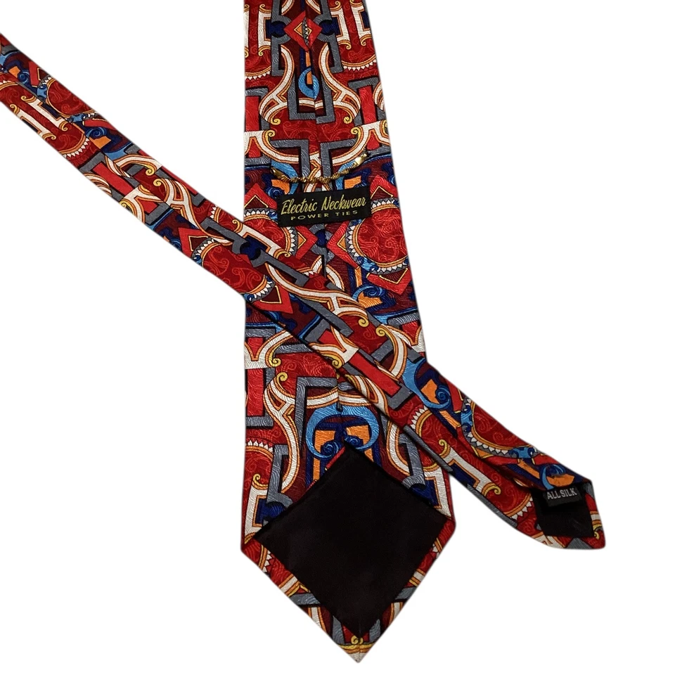 CECKWEAR ELÉCTRICO Corbata Power Ties Para Hombre 100% Seda Geométrica Multicolor Usada en Excelente Condición Foto 3 de 3