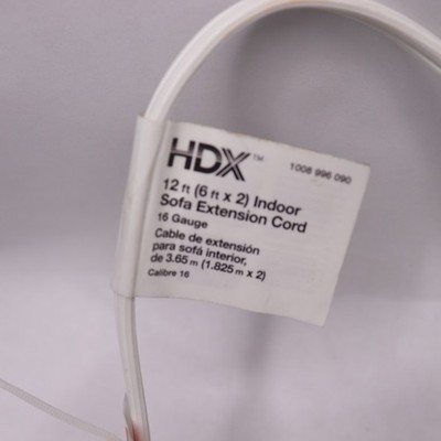 HDX 16/2 Light Duty Indoor Sofa Cord with Two Ends White 12ft. 1008 996 090