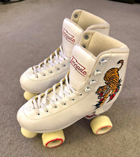 LMNADE Tiger Tattoo Quad Roller Skates White Size UK5 EU38 Retro Vintage Style