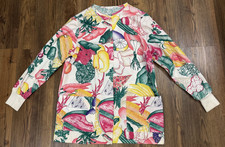 Vintage Vegetable Fruit Food AOP Chef Worker Cafeteria Teacher Jacket Medium