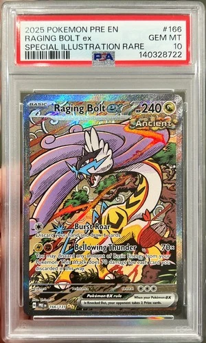 2025 Pokemon Prismatic Evolutions Raging Bolt Ex SIR 166/131 PSA 10 Gem Mint