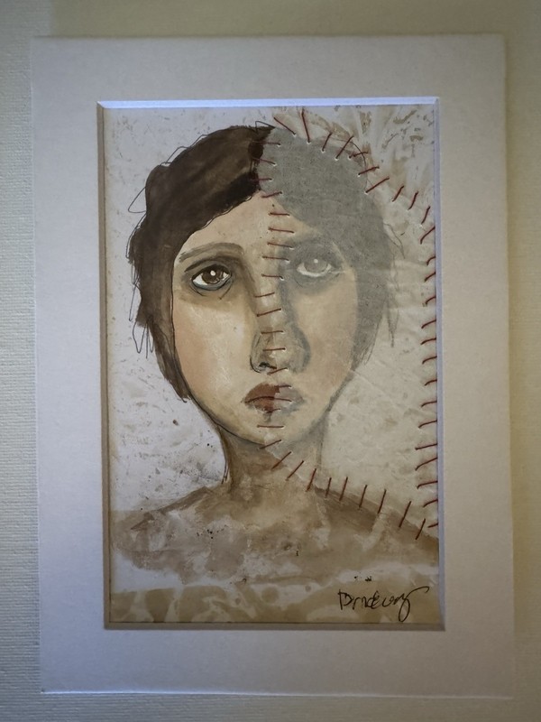 Original Mixed Media Outsider Art painting “Her Shadow”