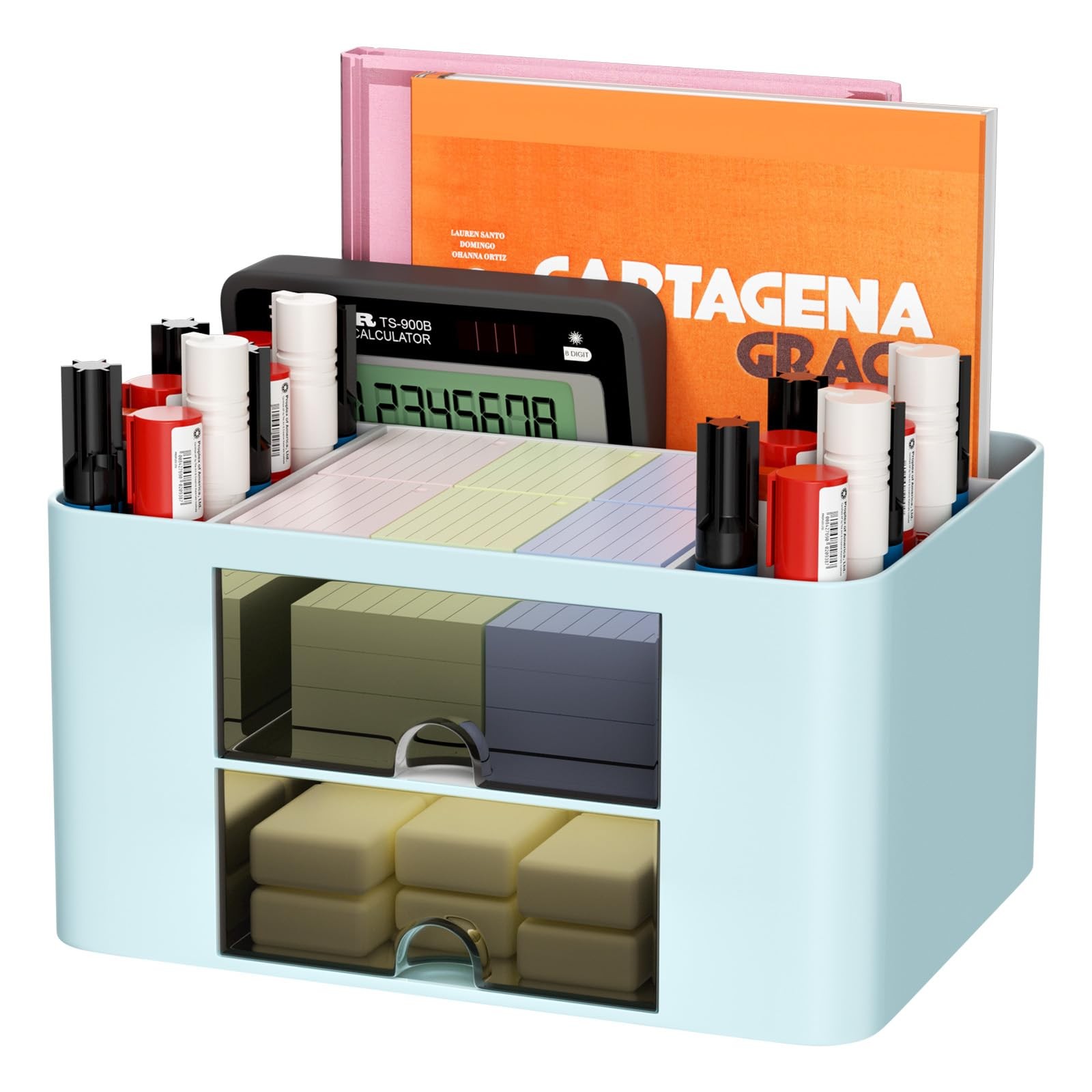 Organisateur de bureau design pour bureau en télétravail en bois et métal blanc