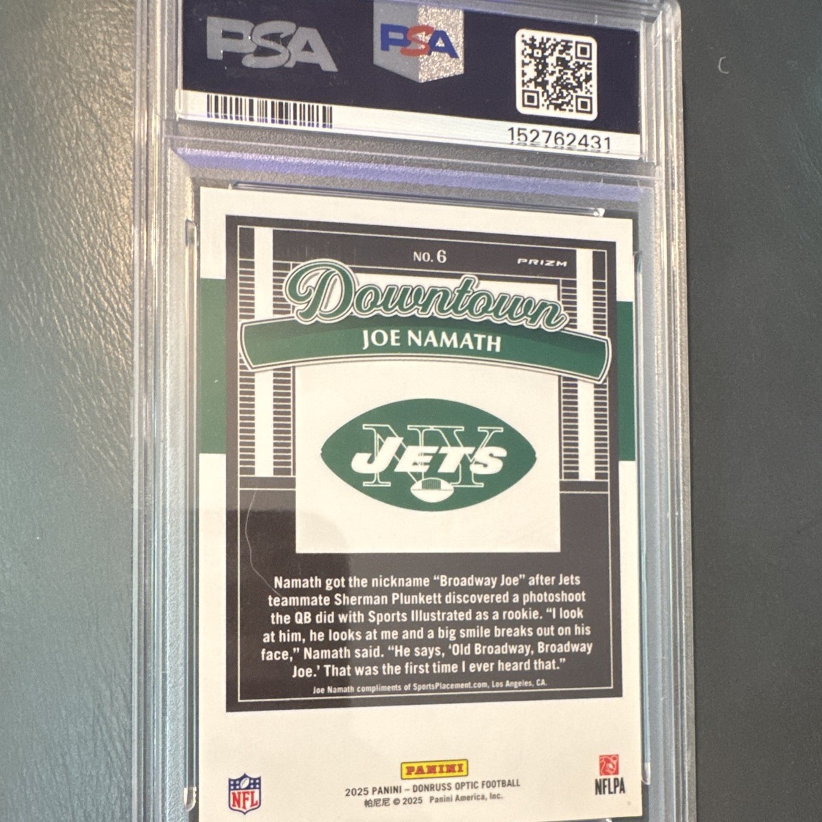 2025 Panini Donruss Optic - Downtown Legends Joe Namath #6 for