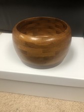 Segmented Walnut Wood Bowl, Great Condition Marked At Bottom 