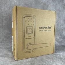 ULTRALOQ UL3 Smart Lever Lock Bluetooth Fingerprint Keyless Entry SATIN NICKEL