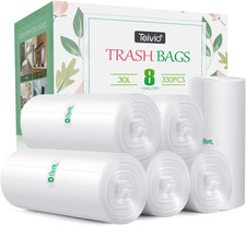 8 Gallon 330 Counts Unscented Medium Trash Bags,Fit 7,8,9,10 Gal Garbage Bags by